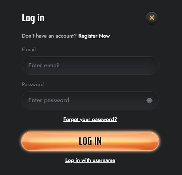 Schermata del form di login di Gransino Casino con campi per email e password